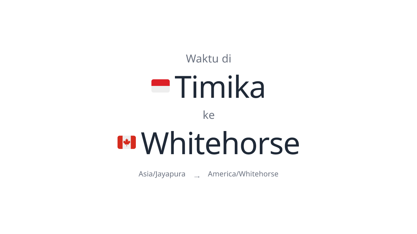 Perbedaan Waktu Timika ke Whitehorse – Selisih 16 jam lebih lambat